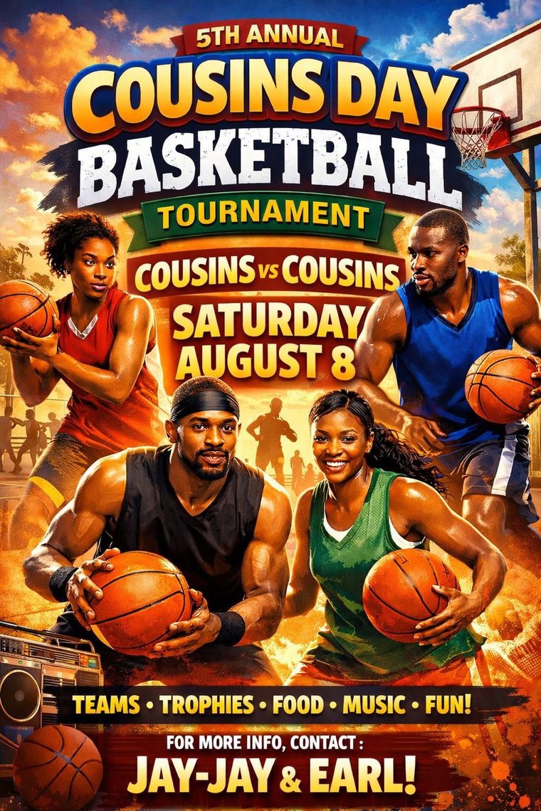 Cousins Day Basketball Tournament - Cousins vs Cousins, Saturday August 8