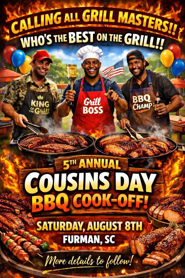 Cousins Day BBQ Cook-Off - Saturday August 8, Furman SC