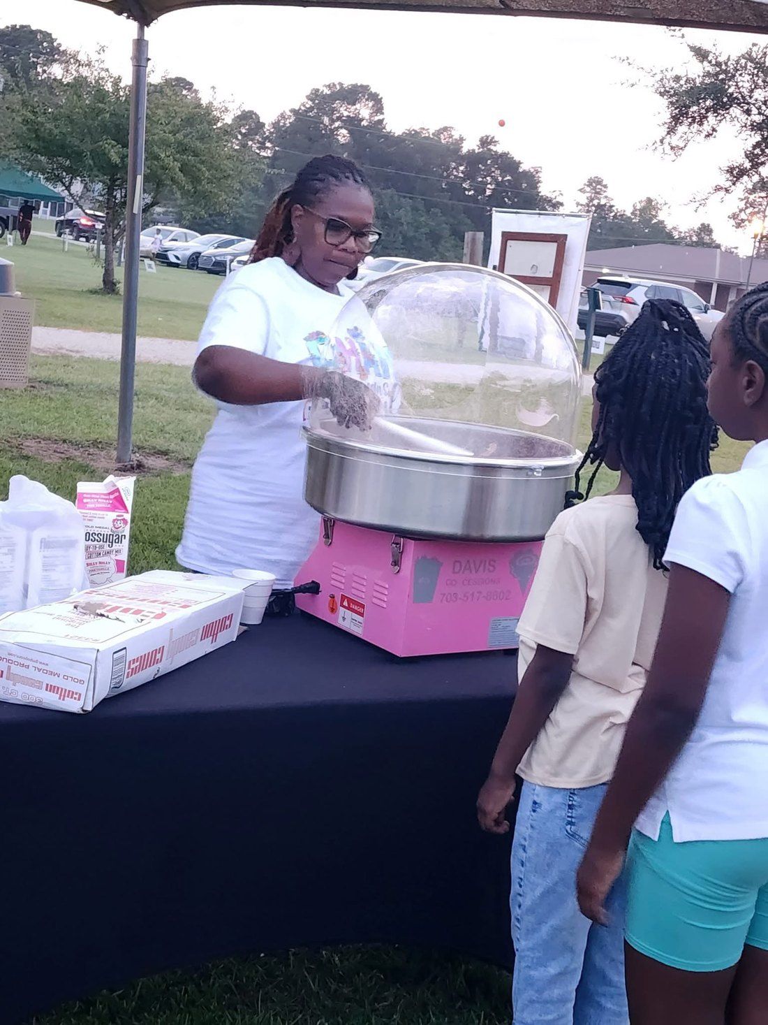 Fresh cotton candy being spun at the Davis Concessions stand